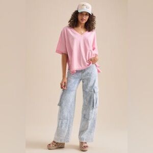 Altar’d State | NWOT Pink Amelia Oversized Cropped Tee | Medium